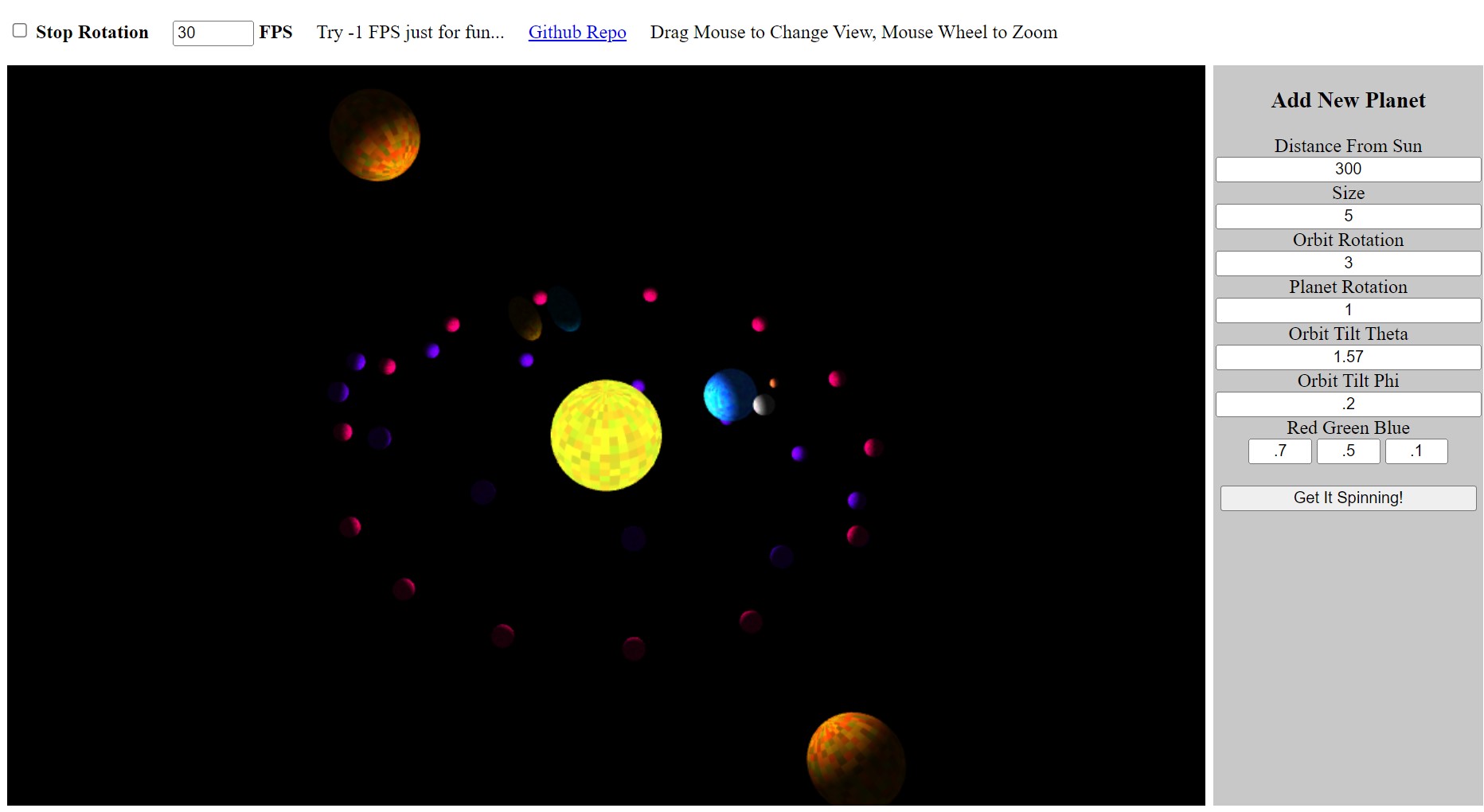 WebGL Scene Graph Solar System